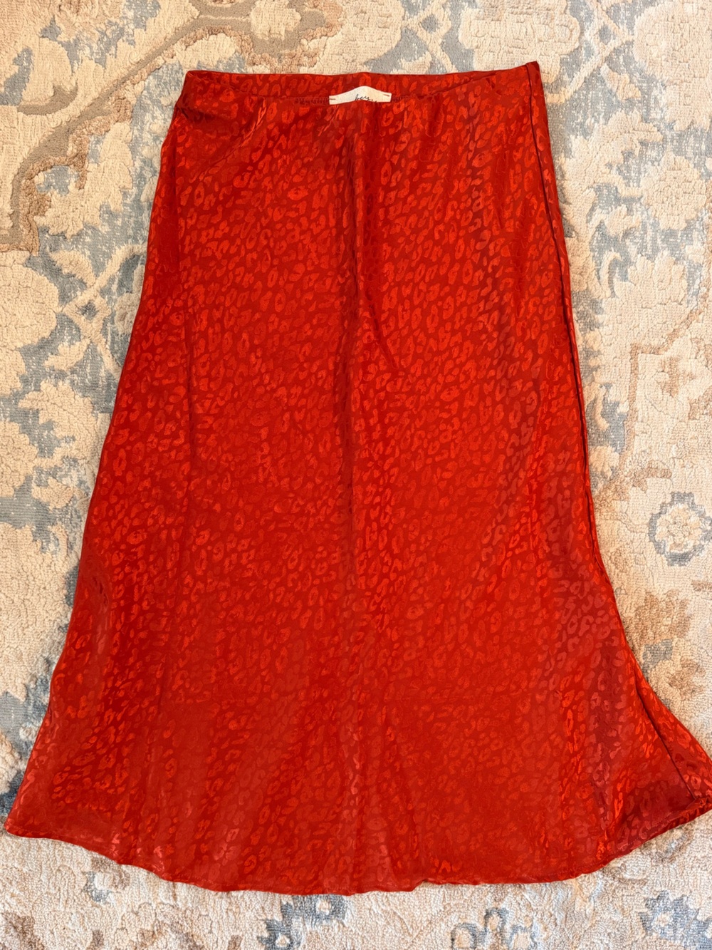 Burnt Orange Leopard-Print Midi skirt